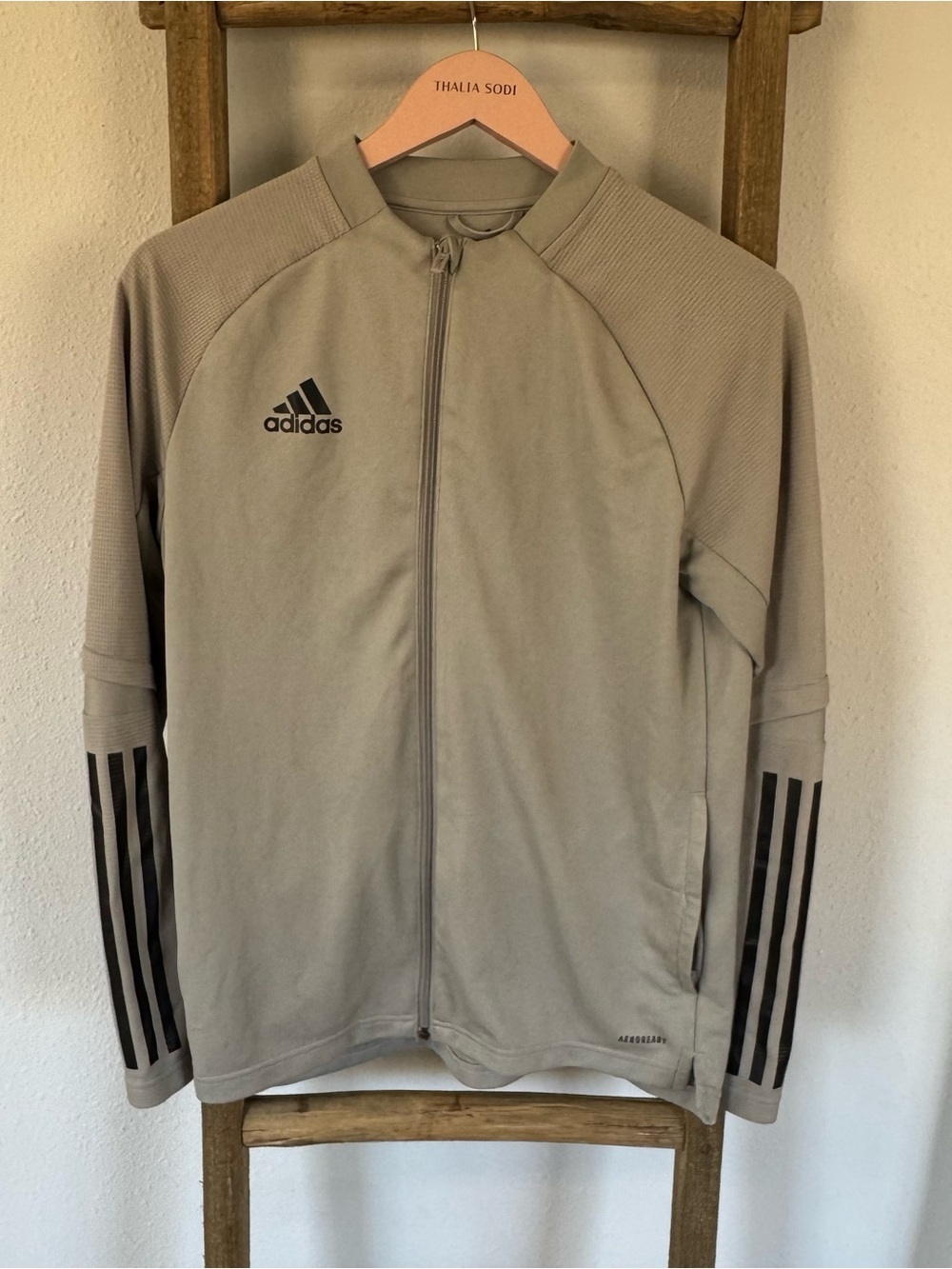 Adidas gray Condivo 20 zip up training jacket featuring the signature